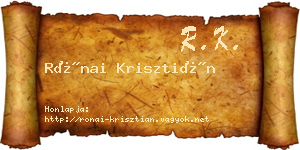 Rónai Krisztián névjegykártya